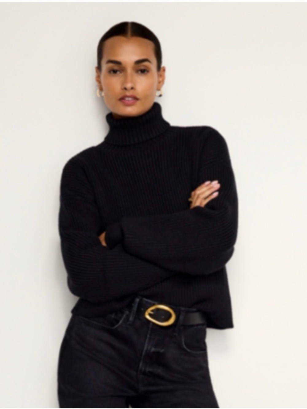 NWT GOOD AMERICAN Black Turtleneck Ribbed Sweater Size 2XL/3XL